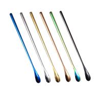 EPIGEIST 6PCS Stainless Steel Reptile Food Spoons Long Handle Small Animal Feeding Tools for Geckos Lizards with Stirring Scoop and Poop Remover in Rose Gold Iridescent Black