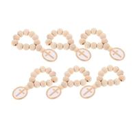 EPIGEIST 6pcs Wooden Rosary Beads with Crucifix Pendant Natural Hand Polished Wood Craft Beads for Baptism First Communion Confirmation Christian Ceremony Men Women
