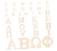EPIGEIST 72Pcs Wooden Greek Letter Cutouts for DIY Crafts Smooth Unfinished Wood Slices for Painting Decoration and Hand-Eye Coordination Activities