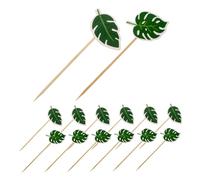 EPIGEIST 80pcs Tropical Jungle Cake Decorations Sturdy Monstera Leaf Cupcake Toppers for Luau Party Shower Hawaiian Beach Theme Reusable Greenery Cake Picks for Wedding Desserts