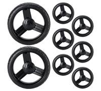 EPIGEIST 8Pcs 5.5 Inch EVA Stroller Fixed Caster Wheels Replacement for Pushchair Carriage Wheel Parts in Black