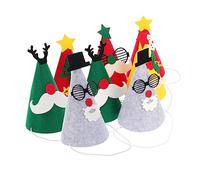 EPIGEIST 8pcs Felt Christmas Party Hats Cartoon Decoration for Adults Soft Reusable Xmas Caps with Classic Festive Colors Cute Holiday Headwear for Celebration