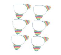 EPIGEIST 8Pcs Glitter Cat Ears Headband Rainbow Sequin Hair Hoop for Party Daily Wear Comfortable Hair Accessory