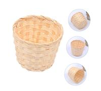 EPIGEIST 8Pcs Mini Woven Bamboo Flower Baskets Compact Natural Storage Organizers for Home Office Desktop Decor and Small Item Storage