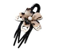 EPIGEIST Acrylic Flower Hair Bun Clip Double Duckbill Ponytail Barrette for Thick and Thin Hair in Tortoiseshell Color