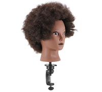 EPIGEIST African Barber Training Head Doll with Soft Real Human Hair Medium Hairdressing Practice Tool for Salon and Academy Styling Mannequin to Hands Skills