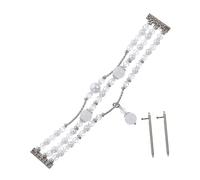 EPIGEIST Agate Beaded Smart Watch Strap Replacement for Elegant Pearl White Wristband with Easy to Install and Clean Comfortable Touch and Stylish Design for Women