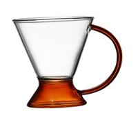 EPIGEIST Amber Handle Glass Coffee Cup Stylish Tea Mug for Hot Drinks Milk and Dessert Beverages Simple Design for Home Use