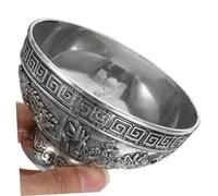 EPIGEIST Antique Tibetan Buddhist Offering Bowl Silver Water Cup for Worship Meditation Yoga Ritual Blessing Decor Sacrifice Prop Temple Accessory