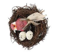 EPIGEIST Artificial Rattan Bird Nest Set Small Bird Statue and 2 Faux Eggs for Garden Craft Tree Decoration Random Color Random Color