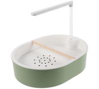 EPIGEIST Automatic Parrot Bird Bath with Adjustable 5w Pump, Dual-row Shower Tub for Small and Medium Birds, Pine Wood Perch, Tub for Indoor Cage Use