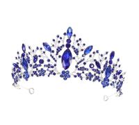 EPIGEIST Baroque Crown Rhinestone Tiara Headband for Women Elegant Alloy Hair Accessories for Bridal Birthday Prom and Party Blue