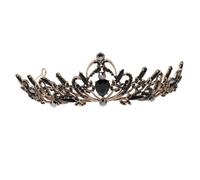EPIGEIST Baroque Retro Black Rhinestone Princess Crown Headband for Bride Wedding Hair Accessory Elegant Alloy Tiara Bridal Hair Decor