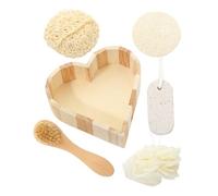 EPIGEIST Bath Scrubber and Foot File Natural and Twine Body Cleaning Kit with Exfoliating Loofah Gauze Face Brush Foot Stone for Softening Dead Skin Lightweight Bath Accessories for Family