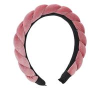 EPIGEIST Braided Velvet Headband for Women Soft Pink Simplicity Hair Styling Tool Comfortable Cloth Hairband for Travel Work Daily Use Gift for Mother and Friends