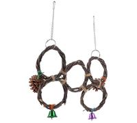 EPIGEIST Branch Handmade Woven Parrot Hanging Rings for Bird Cage, 5 Double-Row Hanging Circles Climbing, Natural Chewing Perch for Pet Parrots and Birds