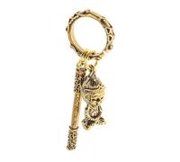 EPIGEIST Brass Monkey Keyring with Polished Stick Figurine Multifunctional Car Keychain and Bag Charm Intricate Zodiac Monkey Ornament for Collectors of Chinese Mythology and Cultural