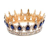 EPIGEIST Bride Tiara Headdress with Stunning Gold Dark Blue Design Hair Accessory for Bridal Birthday Shower and Festival Parties