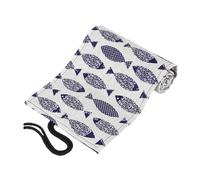 EPIGEIST Canvas Pencil Roll Organizer with Slots Portable Rolling Wrap Case with Cartoon Saury Pattern Space-Saving Pencil Holder Stationery Organizer for Artists and Students