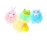EPIGEIST Cartoon Animal Bath Loofah Sponge 4pcs Set Yellow Duck, Pink Rabbit, Green Frog, Blue Bear Soft Baby Bath Sponge for Newborns and Boys and Girls Bathing
