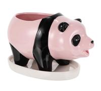 EPIGEIST Cartoon Panda Ceramic Flower Pot with Drain Succulent Planter for Indoor Plants Ceramic Material Cute Pink Decor for Windowsills Terraces Living Rooms and Courtyards