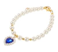 EPIGEIST Cat Collar Necklace to Make Pets more Charming Adjustable Blue Sapphire Faux Pearl, Resin Material with Stylish Design for Small Animals, for Celebrations and Parties