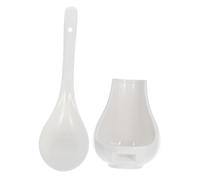 EPIGEIST Ceramic Large Soup Spoon with Spoon Rest for Serving Soup Porridge Rice Hygienic White Porcelain Scoop Rack Tray for Home and Restaurant Use