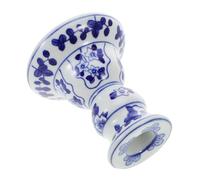 EPIGEIST Ceramic Pillar Candle Holder Blue and White Porcelain Home Decor for Living Table Stylish Modern Candlestick Holder with Detail for Wedding Party and Banquet Decoration