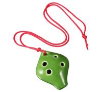 EPIGEIST Ceramic Student Ocarina with 6-hole Design and Sound, Shaped a Strawberry, Includes Lanyard and Music Score, Beginner Friendly Instrument in Green, for Practice and Learning