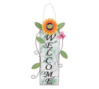 EPIGEIST Chic Iron Sunflower Hanging Welcome Sign Decorative Garden Themed Hanging Sign for Entryway and Bar, Not Easy to Deform Spring Flower Wreath Front Door Accent