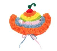 EPIGEIST Colorful Crochet Cat Hat with Ear Holes Cozy Rainbow Beanie for Cats Party Costume Accessory Comfortable Fit for Birthday Halloween Festive Fun