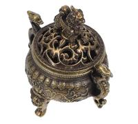 EPIGEIST Copper Incense Burner Tibetan Style Miniature Three-legged Censer with Lid Intricate Floral Carvings Portable Aromatherapy Holder for Home Decor and Feng Shui