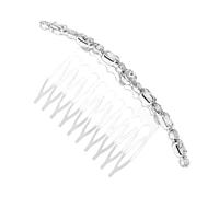EPIGEIST Creative Oblong Glass Rhinestone Hair Comb with Metal End Silver Alloy Hair Accessory for Engagements and Dances Stylish Side Comb