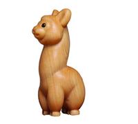 EPIGEIST Cute Wooden Alpaca Statue Decorative Hand-carved Animal Figurine for Home Desk Charming Desktop Ornament with Detailed Craftsmanship Whimsical Alpaca Art Collectible