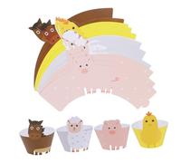 EPIGEIST Decorative Cake Border Made of High-Grade Coated Paper Farm Animal Cake Wrappers 24pcs Easy to Assemble for Halloween and Wedding Party