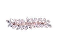 EPIGEIST Diamond Rhinestone Hair Clip Leaf Design Hair Bang Clamp for Weddings Bridal Rose Gold