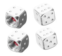 EPIGEIST Dice Style Metal Car Tire Valve Caps 4pcs Silver Wheel Valve Covers Leak-proof for Cars Suvs Bikes Truck Tyre Dust Caps