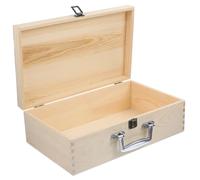 EPIGEIST DIY Unfinished Wooden Treasure Box with Locking Clasp and Handle Wood Storage Chest for Jewelry Keepsakes Small Packaging and Craft Projects Natural Wood Color