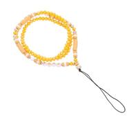 EPIGEIST DIY Yellow Crystal Beaded Phone Lanyard Soft Clay Alphabet Pendant Anti-lost Chain for Mobile Phones Wear-resistant Smooth Surface Decoration for Bags and Keyholders Unique