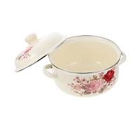 EPIGEIST Enamel Household Soup Pot Two-Handle Stockpot with Lid Fast Heating Energy Saving Casserole for Healthy Cooking High Temperature Resistant Kitchen Cookware