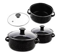 EPIGEIST Enamel Mini Stock Pot with Double Handles Pot for Home Kitchen Enamel Saucepan with Lid for Soups Sauces Instant Noodles Small Family Use
