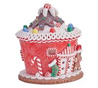 EPIGEIST Glowing Clay Castle Christmas Decoration LED Light Gingerbread House Tabletop Village House Ornament Holiday Decor for Mantle Display