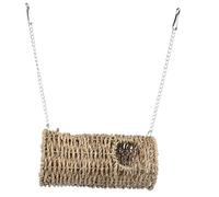 EPIGEIST Hand-woven Natural Grass Hamster Tunnel House with Hanging Chains Fun Activity Habitat for Small Pets Enhances Exercise and Play for Hamsters Guinea Pigs and Sugar Gliders