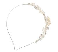 EPIGEIST Handmade Pearl Flower Bridal Headband with Rhinestone Crystal Elegant Wedding Hairpiece for Women and Comfortable Decorative Hair Accessory for Parties and Ceremonies