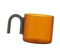 EPIGEIST Heat Resistant Colored Glass Tea Cup with Comfortable Handle Stylish Amber Mug for Home and Office Smooth Surface Drinkware for Coffee Tea Juice and Water