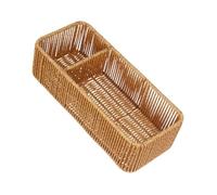 EPIGEIST Hollow Sectioned Plastic Wicker Storage Basket with Compartments for Bathroom and Kitchen Multipurpose Tissue and Remote Organizer Bin Handwoven Desktop Snack and Desk Storage Box