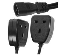 EPIGEIST Iec Power Cable Splitter Adapter Cord Male to Dual Uk Pin Female Black Compatible with Apc Ups Systems Compact Extension for Data Cabinets and Laptop Bags