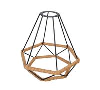 EPIGEIST Iron Art Diamond Lampshade with Iron Frame and Hemp Rope Compatible Pendant Light Shade for Hallway Dining Bedroom Black Hanging Lamp Cover
