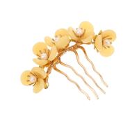 EPIGEIST Jade Floral Hairpin Retro Side Comb Clip Handmade Yellow Petal Hair Stick Hair Barrette for Women Girls Traditional Chinese Wedding Bridal Accessories