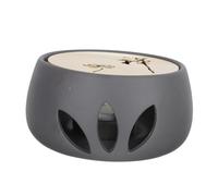 EPIGEIST Japanese Ceramic Tea Warmer with Candle Holder and Copper Zen Mat Teapot Heating Base for Warming Tea and Food Elegant Black Jade Design for Home and Office Use